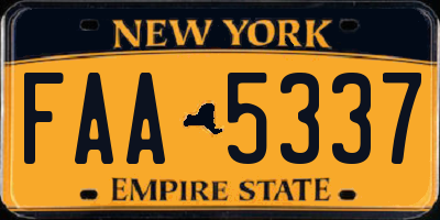 NY license plate FAA5337