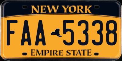 NY license plate FAA5338