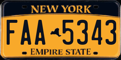 NY license plate FAA5343