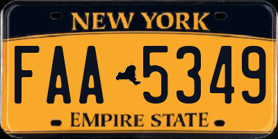 NY license plate FAA5349