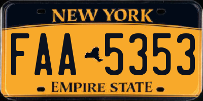 NY license plate FAA5353