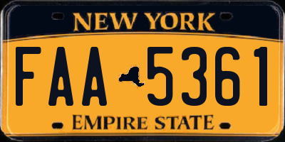 NY license plate FAA5361