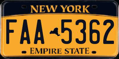 NY license plate FAA5362