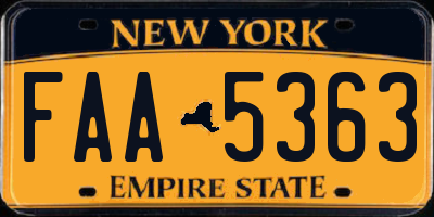 NY license plate FAA5363