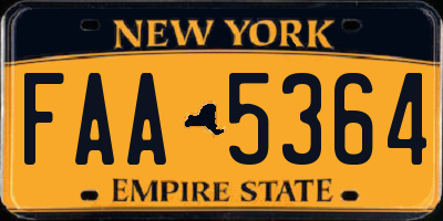 NY license plate FAA5364