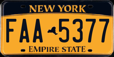 NY license plate FAA5377