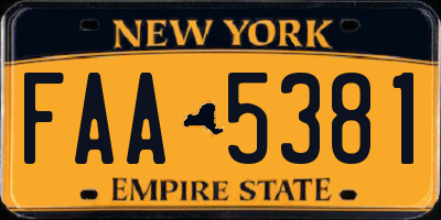 NY license plate FAA5381