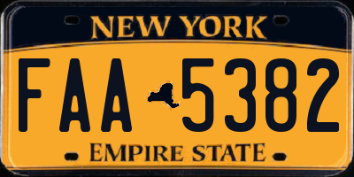 NY license plate FAA5382