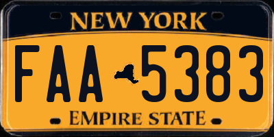 NY license plate FAA5383