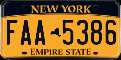 NY license plate FAA5386