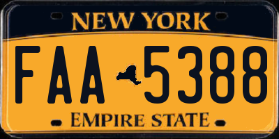 NY license plate FAA5388