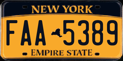 NY license plate FAA5389