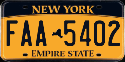 NY license plate FAA5402