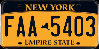 NY license plate FAA5403