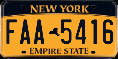 NY license plate FAA5416