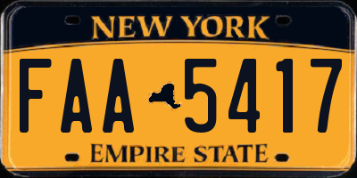 NY license plate FAA5417