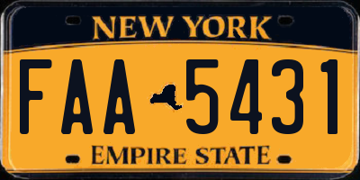 NY license plate FAA5431