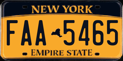 NY license plate FAA5465