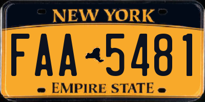 NY license plate FAA5481