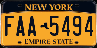 NY license plate FAA5494