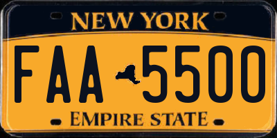 NY license plate FAA5500