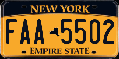 NY license plate FAA5502