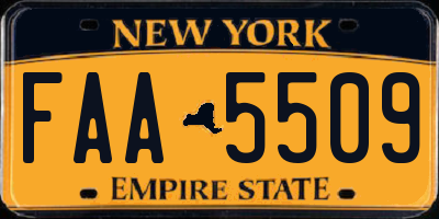 NY license plate FAA5509