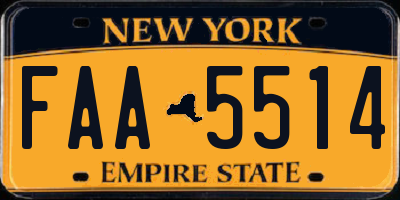 NY license plate FAA5514