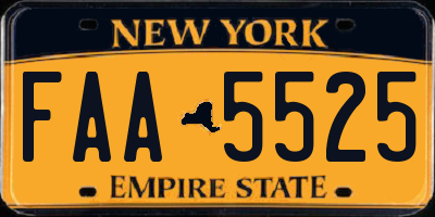 NY license plate FAA5525