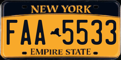 NY license plate FAA5533