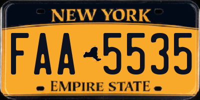 NY license plate FAA5535