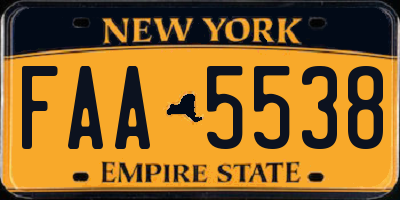 NY license plate FAA5538