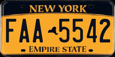 NY license plate FAA5542