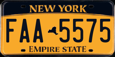 NY license plate FAA5575