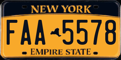 NY license plate FAA5578