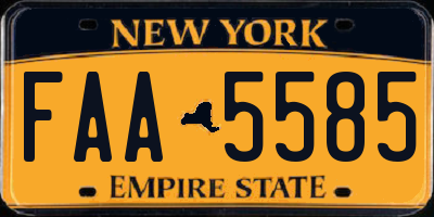 NY license plate FAA5585
