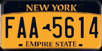 NY license plate FAA5614