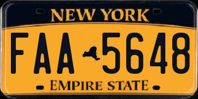 NY license plate FAA5648