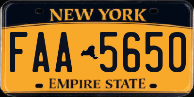 NY license plate FAA5650