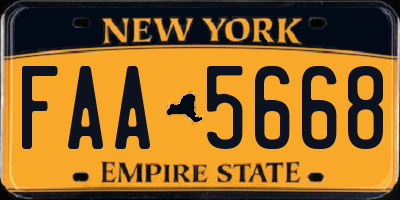 NY license plate FAA5668
