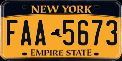 NY license plate FAA5673