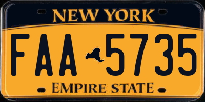 NY license plate FAA5735