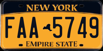 NY license plate FAA5749