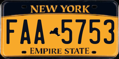 NY license plate FAA5753