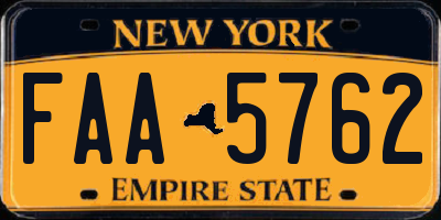 NY license plate FAA5762