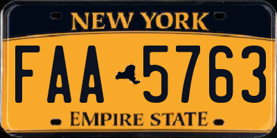 NY license plate FAA5763