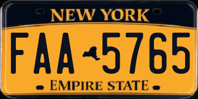 NY license plate FAA5765