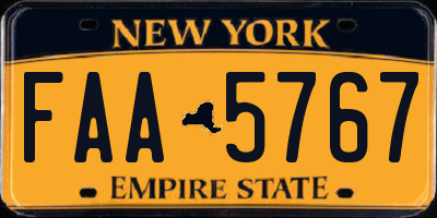 NY license plate FAA5767