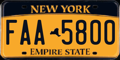 NY license plate FAA5800