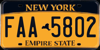 NY license plate FAA5802